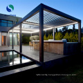 Modern House Patio Pavilion Electric Automatic roof Aluminum Pergola with curtains Waterproof Garden Yard OEM Customized